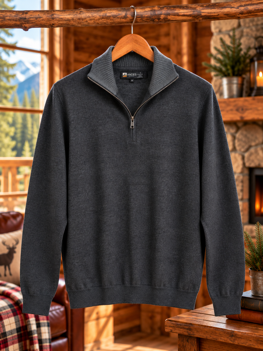 Unisex Solid Quarter Zip Sweater