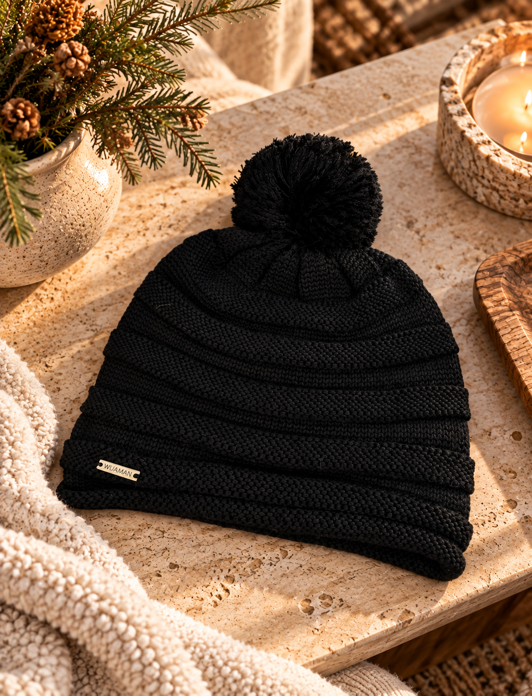 Solid Ribbed Alpaca Hat